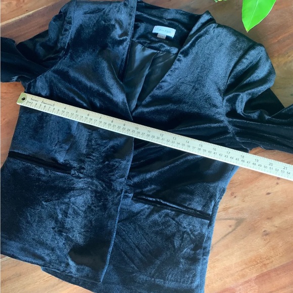 Calvin Klein blazer Jacket Women's Large Long Sleeve Open Front Velvet Black - Picture 6 of 7
